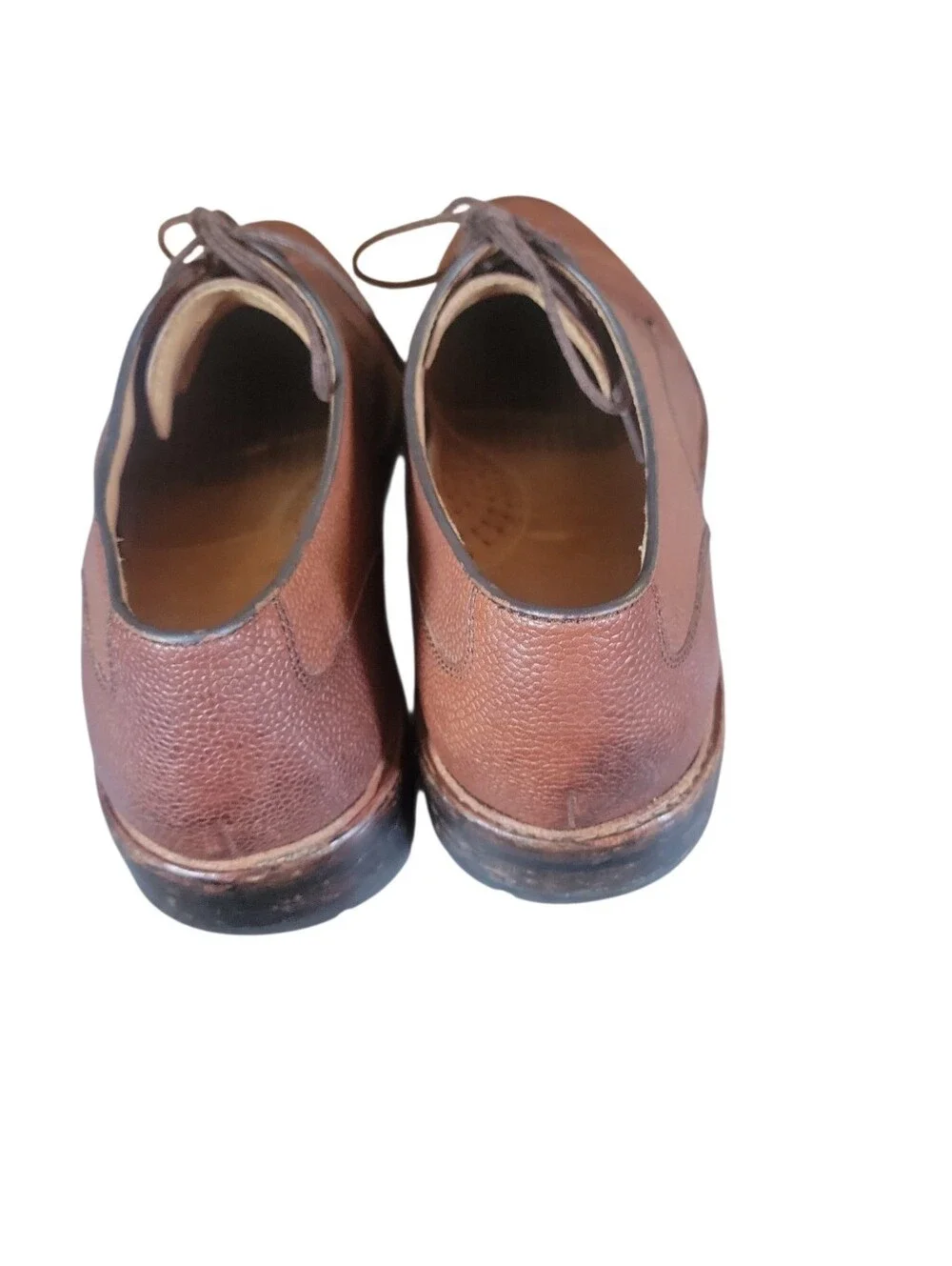 Warfield & Grand Men's Hobbs Cognac Pebble-Grain Leather Derby Shoes Sz 10